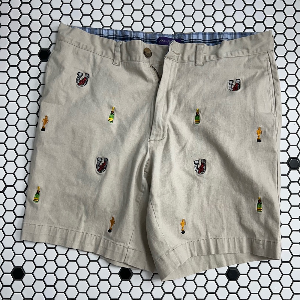 Alan flusser embroidered khaki shorts size 36